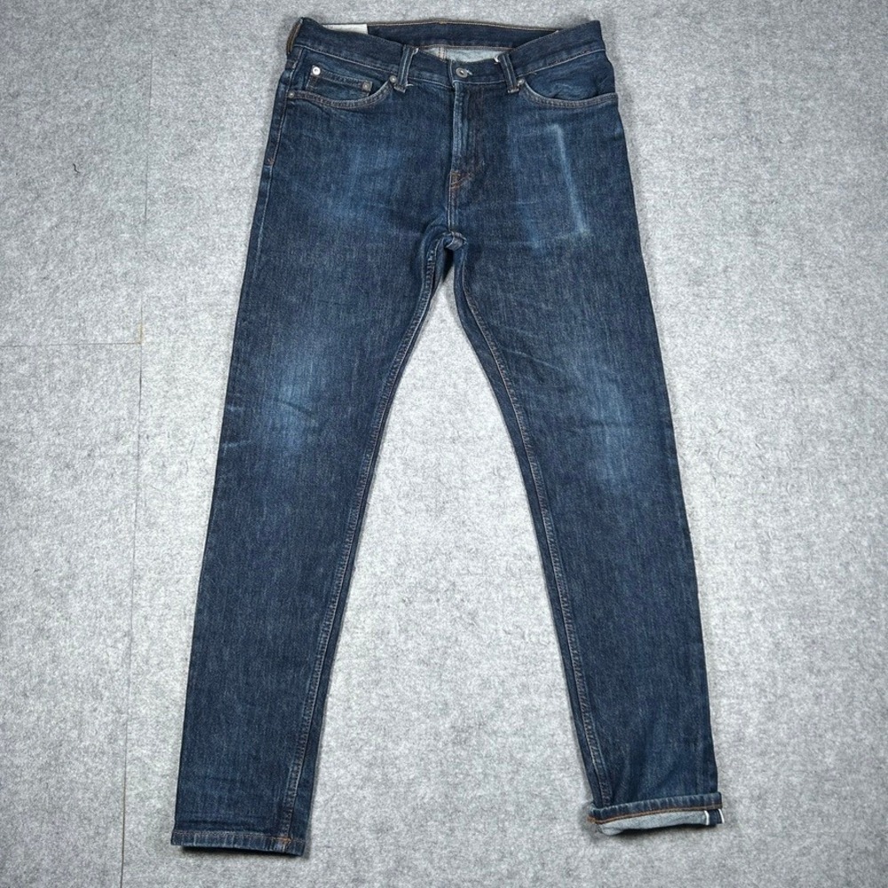 H&M Denim Slim Jeans Mens 31/32 Blue Selvedge Casual Stretch Classic Indigo